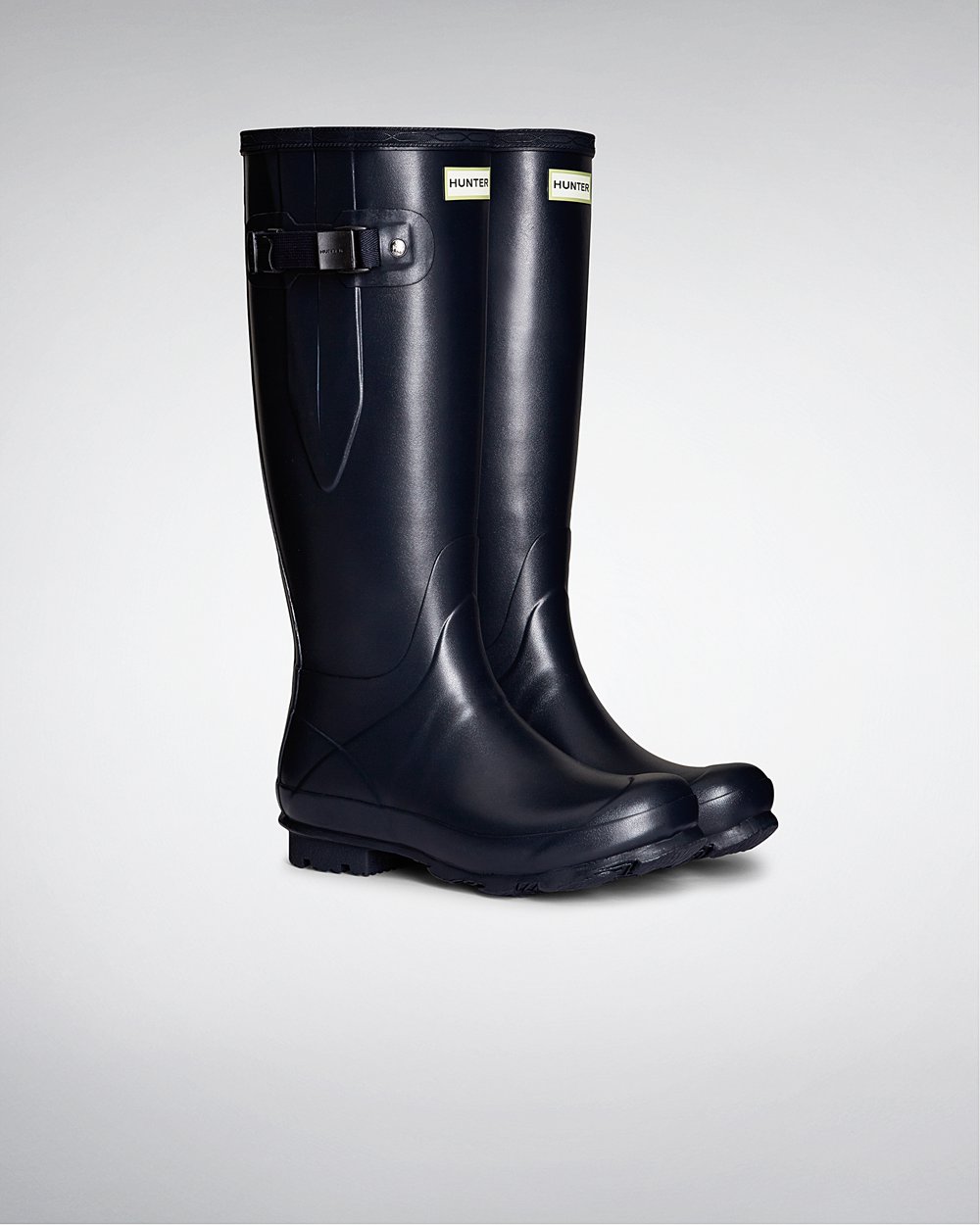 Womens Tall Rain Boots - Hunter Norris Field Side Adjustable (18HKCRASJ) - Navy